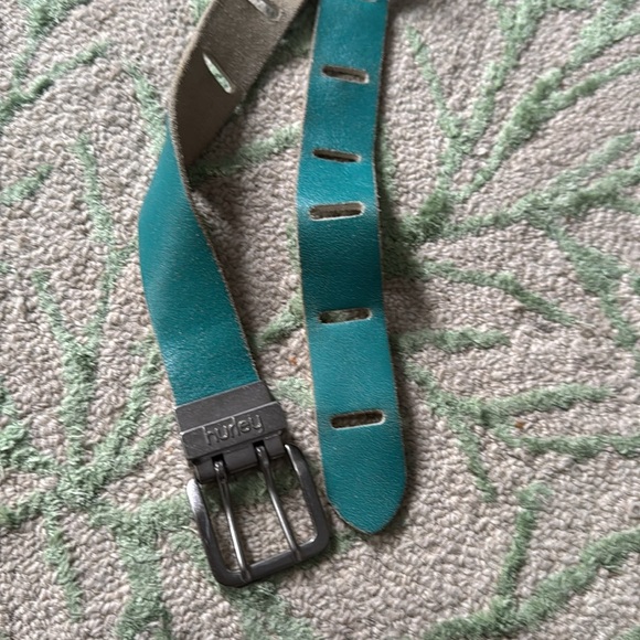 Vintage Hurley teal Y2K leather belt L - Picture 2 of 3